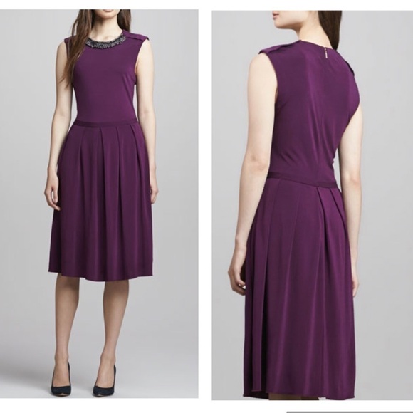Tory Burch Eva Jewel-Neck Dress SzXL Wild Plum - Picture 1 of 7